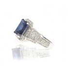 Emerald Cut Saphire and Diamond Ring RE298